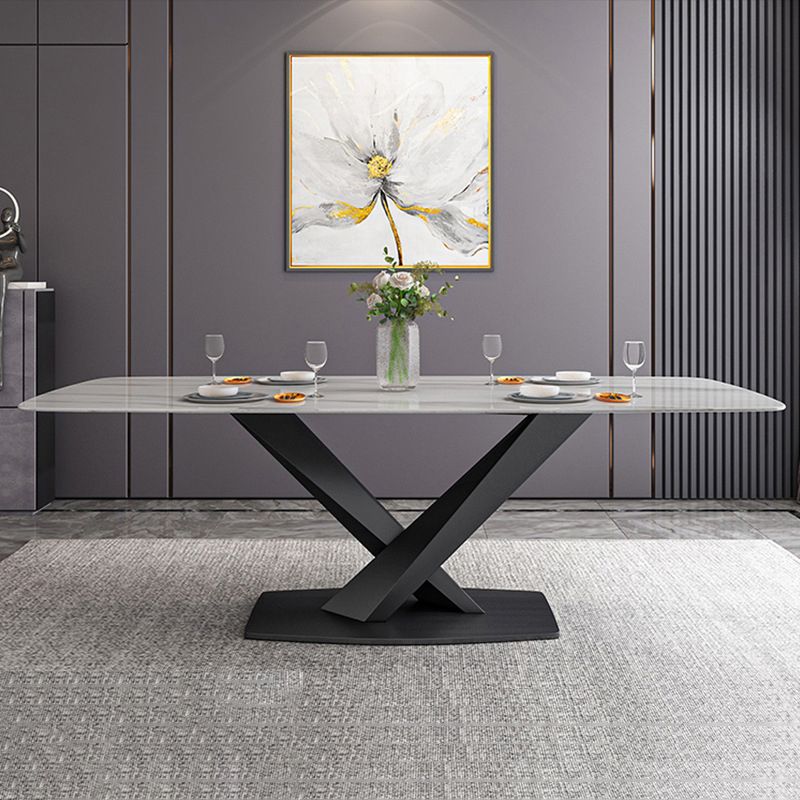 Modern Dining Table Stone Dining Room Dining Table with Metal Base