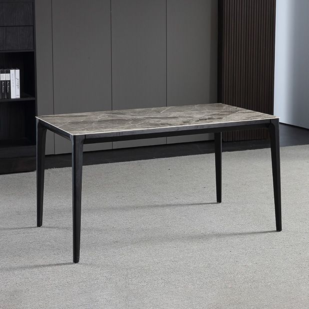 Rechthoek 4 poten industriële tafel grijze tonus vaste tafel van gesinterde steen