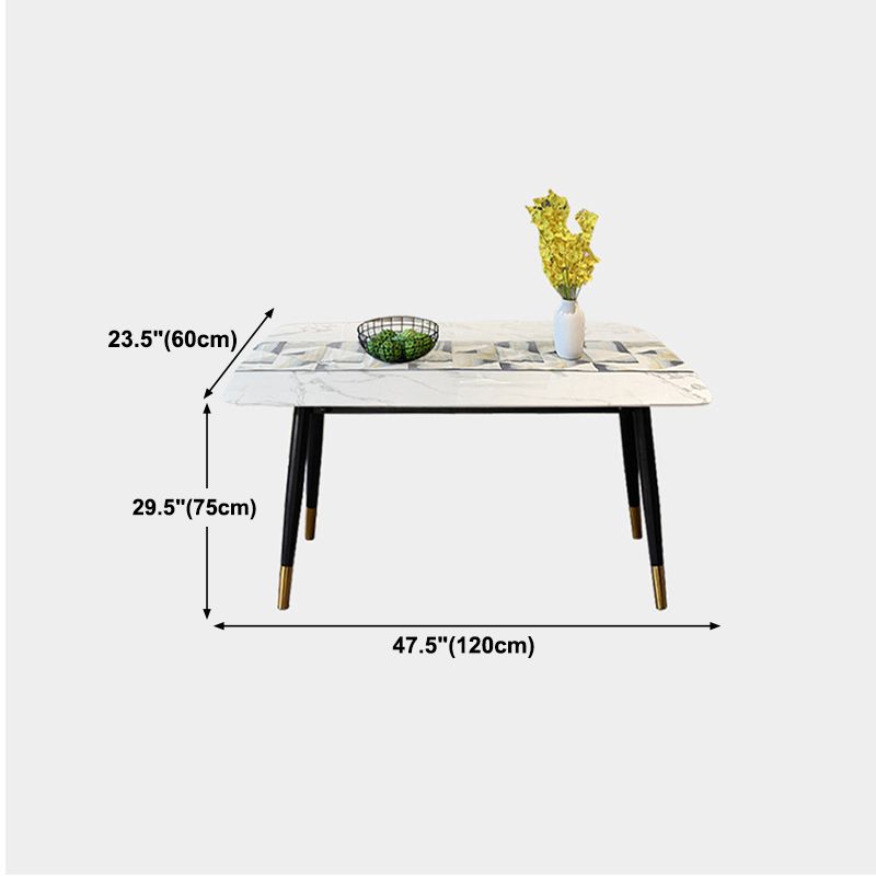 Modern Dining Table White Rectangle Table with 4 Legs for Dining Room
