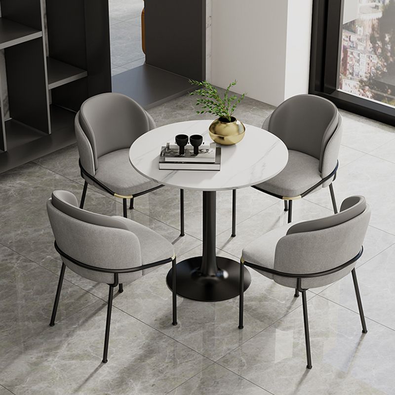 White Stone Round Dining Table Set 1/3/4/5 Pcs Modern Dinette Set