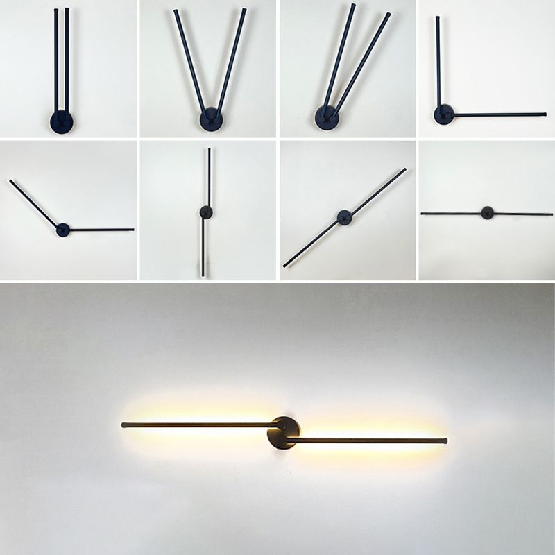 Linear Wall Lighting Industrial Metal Rotatable Wall Sconces in Black