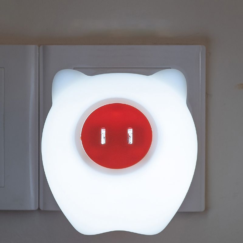 Roze/witte varken mini -plug nachtlampje cartoon plastic led wandlicht met USB -oplaadhaven