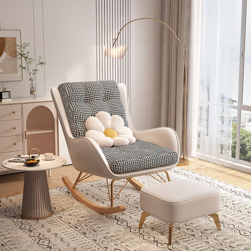 Upholstered and Metal Rocker Glam with Padded Seat Rocking Chair Slipcovered