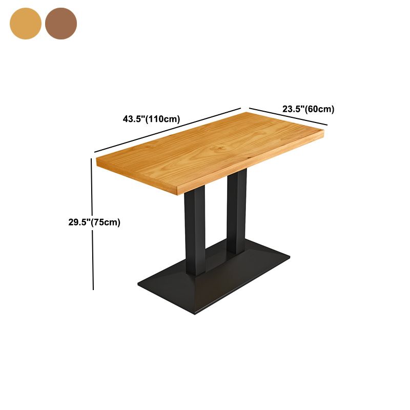 Metal Industrial Dining Table Pine Wood Top Table with Pedestal Base