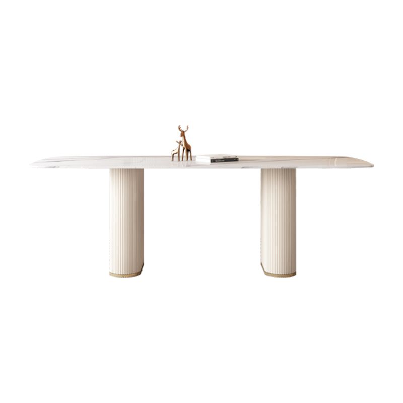 Noordse 1/4/5/7 stukken Dinerset rechthoekige stenen tafel en witte stoelen eetgelegenheden set