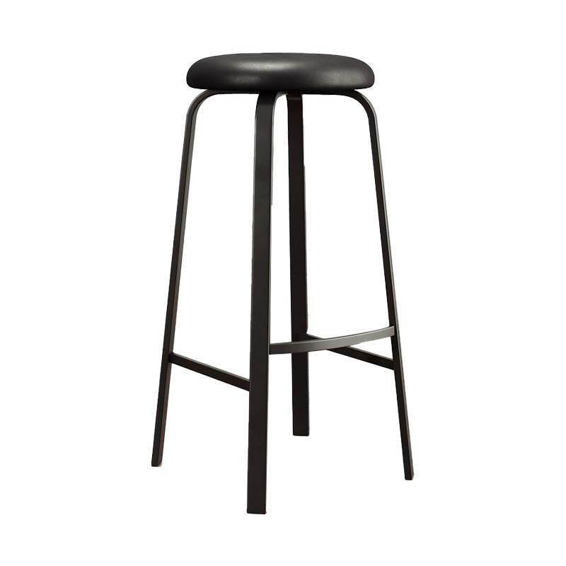 Contemporary Matte Finish Upholstered Stool Footrest Iron Bar Stool