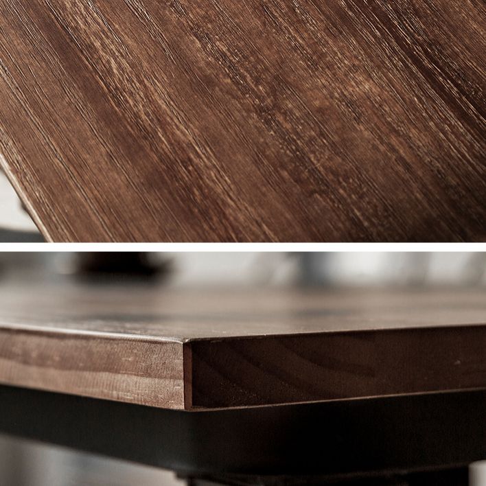 Industriestil Massives Holz -Esssatz mit braunem Rechtecktisch und 4 schwarze Beine Basis