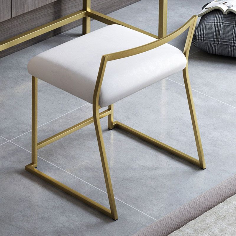 Glam Metal Dining Room Chair Armless Velvet Dining Side Chair for Restaurant Use