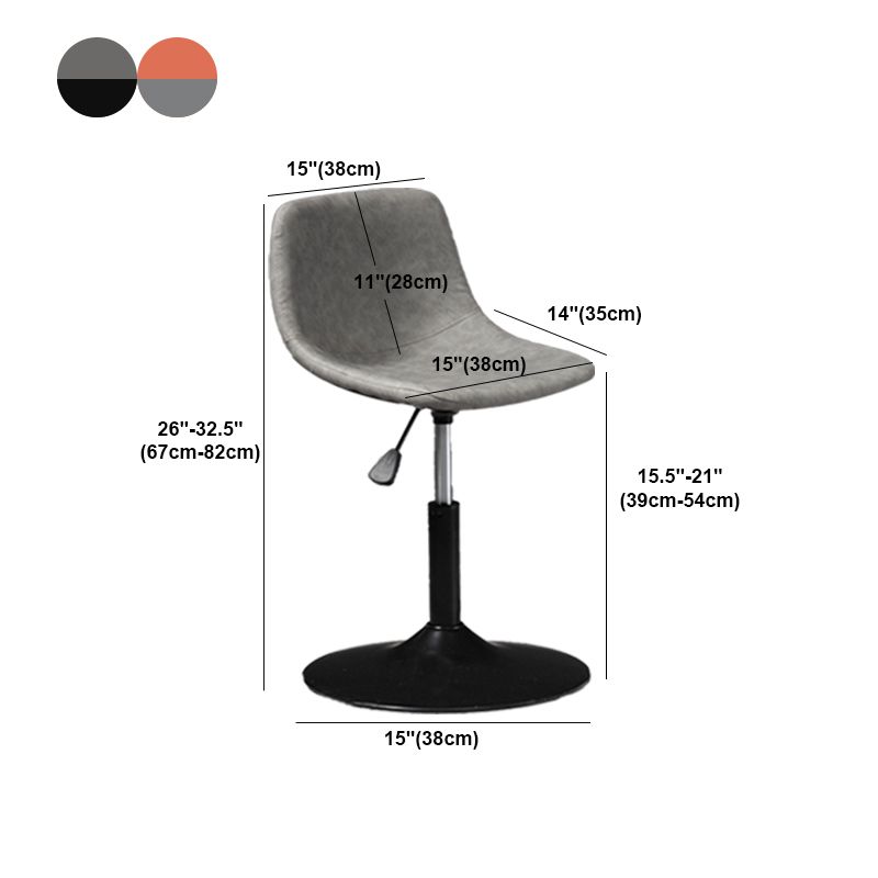 Scandinavian Metal Barstool Faux Leather Low Back Counter Stool