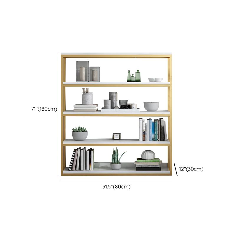 Glam Antique Finish Shelf Bookcase Metal Bookshelf with Rectangular Shelves