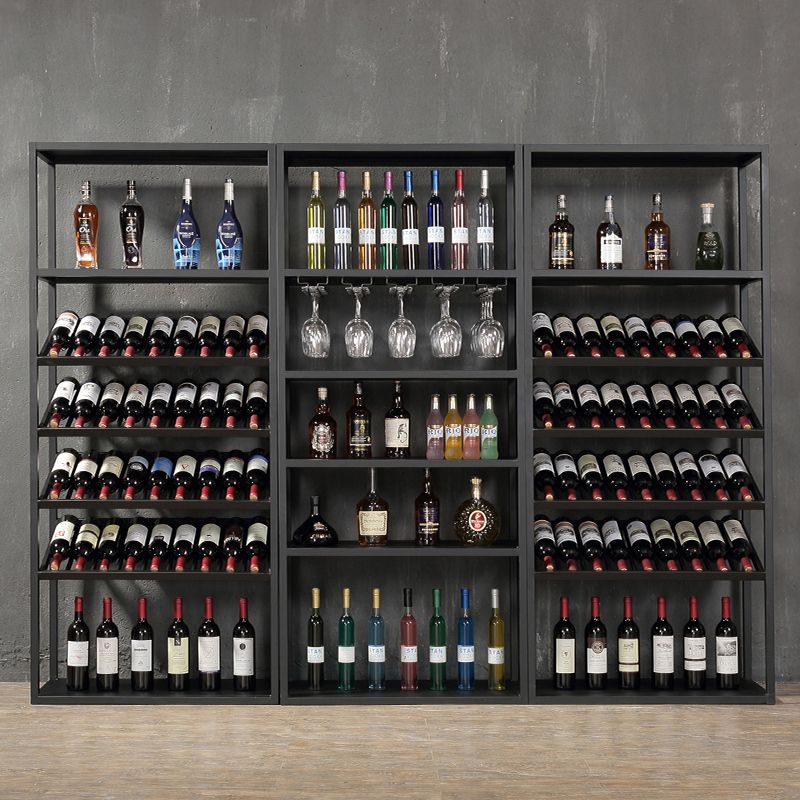70"H Metal Floor Wine Bottle & Glass Rack Industrial Wine Rack