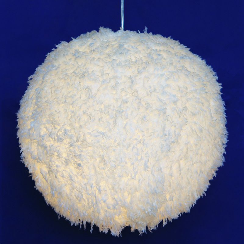 Witte pluche wereldhangende lamp Modern Vogue 1 kopstoffen Suspensie Verlichting voor slaapkamer, 8 "/12" Dia