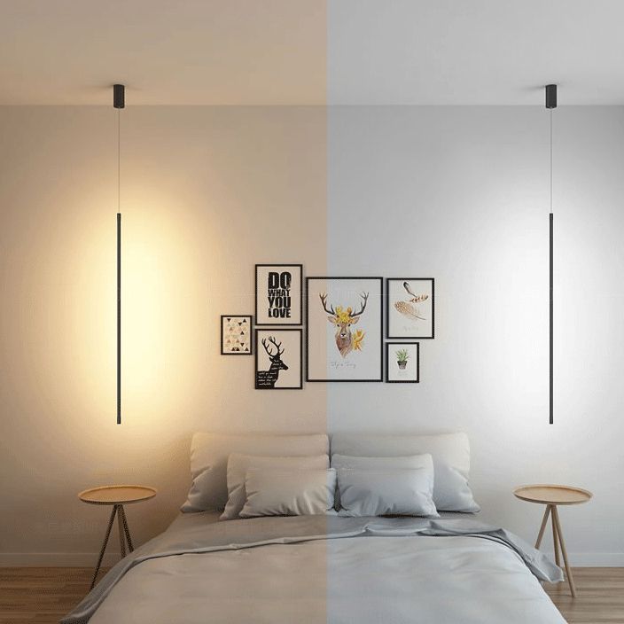 Moderner Stil Linearer Schatten hängend leichter Metall 1-Licht-Hanglampe für Wohnzimmer