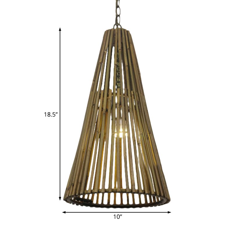 Lámpara de suspensión de madera natural con lámpara de tono de tono de tono de bambú de palo una lámpara de suspensión de madera natural con cadena ajustable