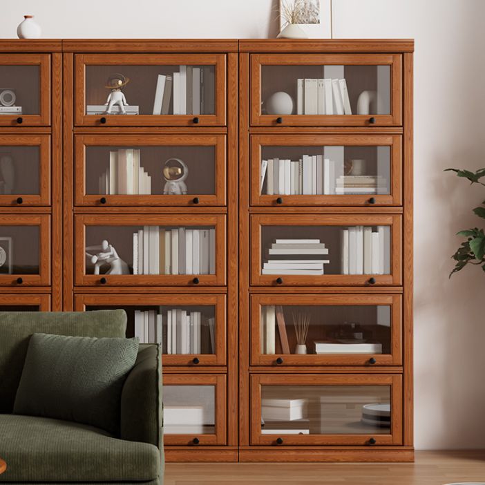 Wooden Contemporary Bookcase Standard Closed Back Bookshelf with Cabinets