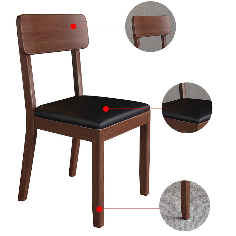 Chaise de salle à manger carrée de cuisine moderne, chaise sans bras latérale à dossier ouvert