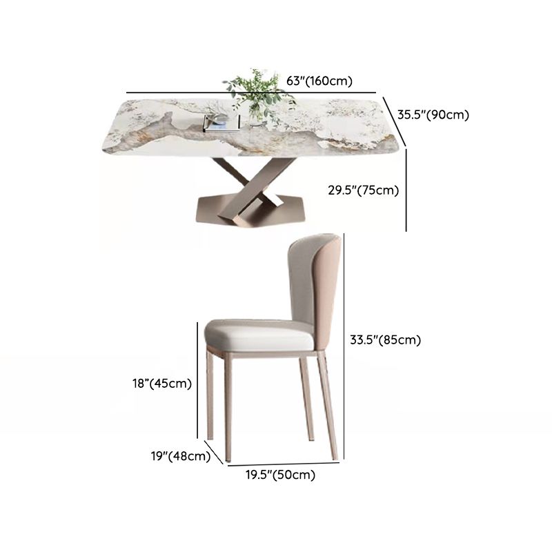 Glam Dinette Set for Dining Room 1/2/5/7 Pcs Glossy White Dining Table Set