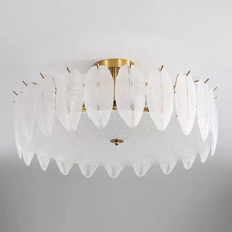 Modern Glass Ceiling Lamp Geometric Flush Mount Light Fixture for Bedroom