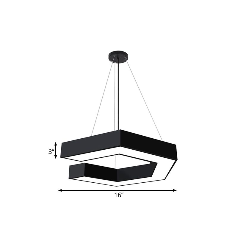 Geometric Pendant Lighting Modern Metal Led Black Hanging Ceiling Lamp for Office, 19.5"/23.5"/31.5" Wide