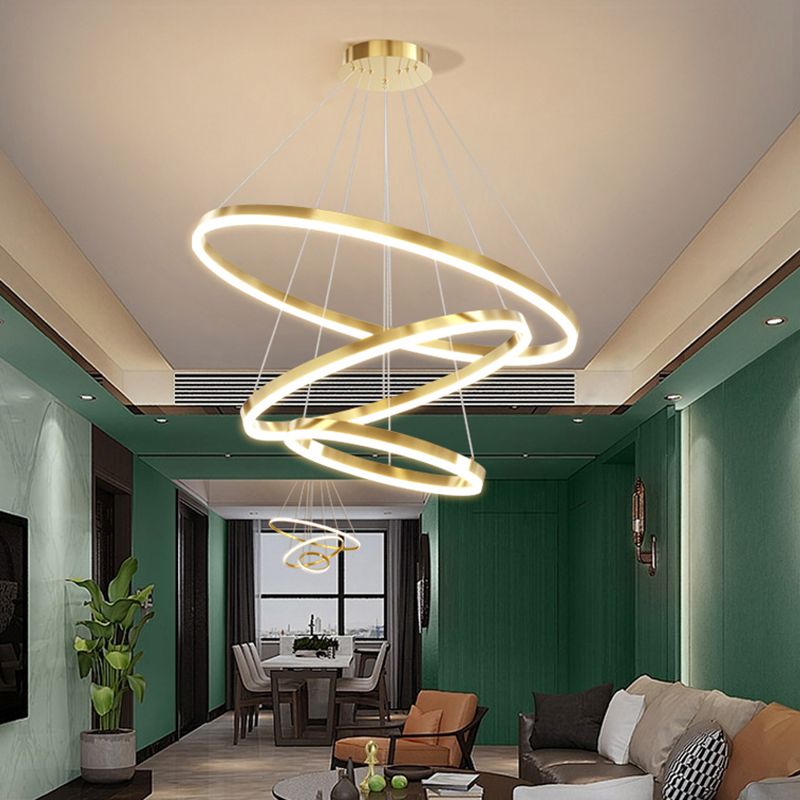 Modern Farmhouse Chandelier Multiple Rings Pendant Light Round Metal Chandelier