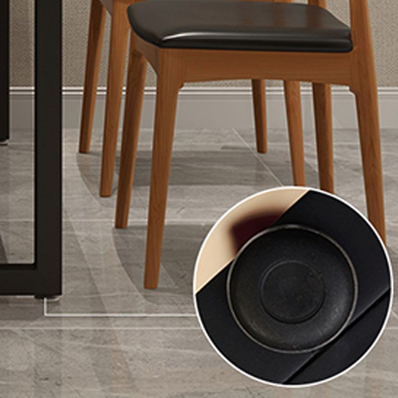 Rectangle Black Base Dining Table Modern Pine Wood Table for Dining Room