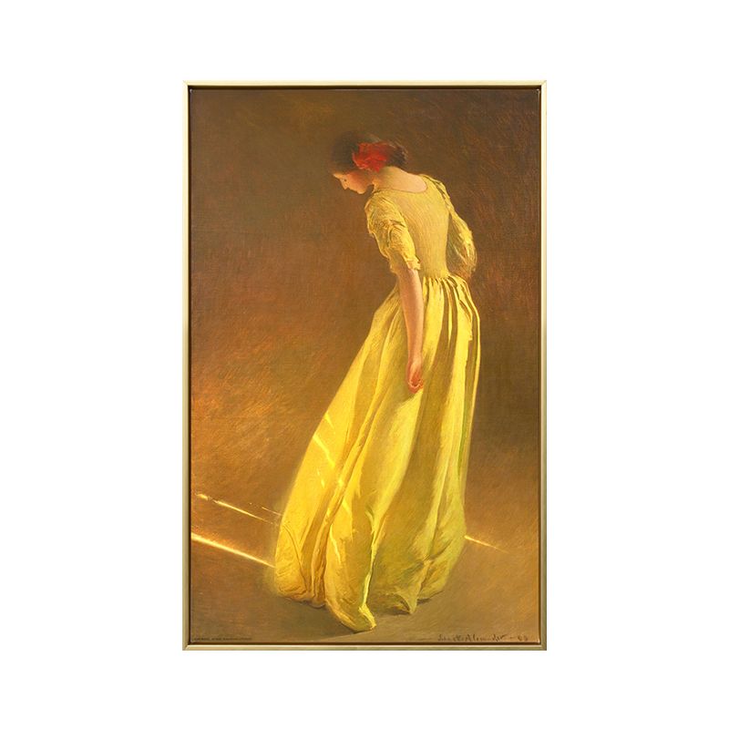 Mädchen im gelben Kleid, Kunstdruck, strukturierte Oberfläche, Vintage-Stil, Wohnzimmer-Wanddekoration