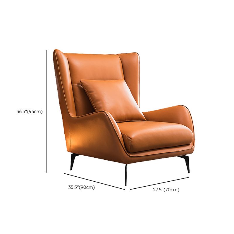 35.43" Wide Leather Wingback Chair in Orange with Black Basic Four Leg