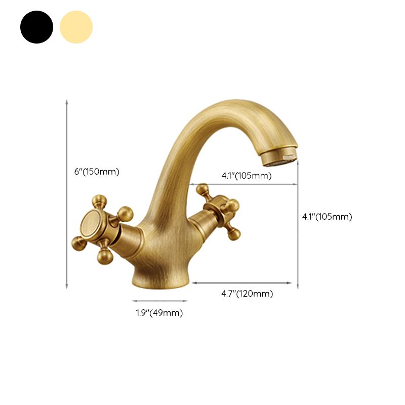 Glam Vessel Faucet 1 Hole Bathroom Faucet with 2 Cross Handles