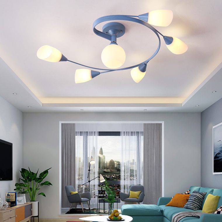 Iron Colorful Ceiling Lamps Simple Bedroom Flush Mount Light