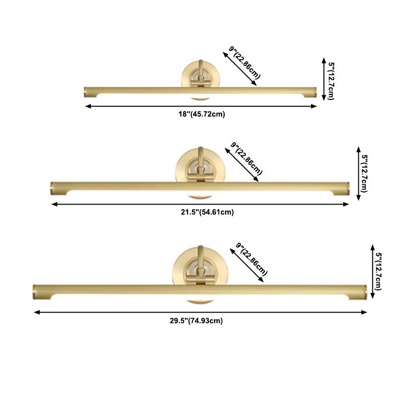 Modern Style Linear Shade Wall Sconce Metal 1 Light Sconces in Brass Finish