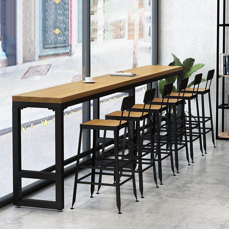 Industrial  1/7/12 Pieces Bar Table Set Rectangle Pine Wood Counter Table with High Stools