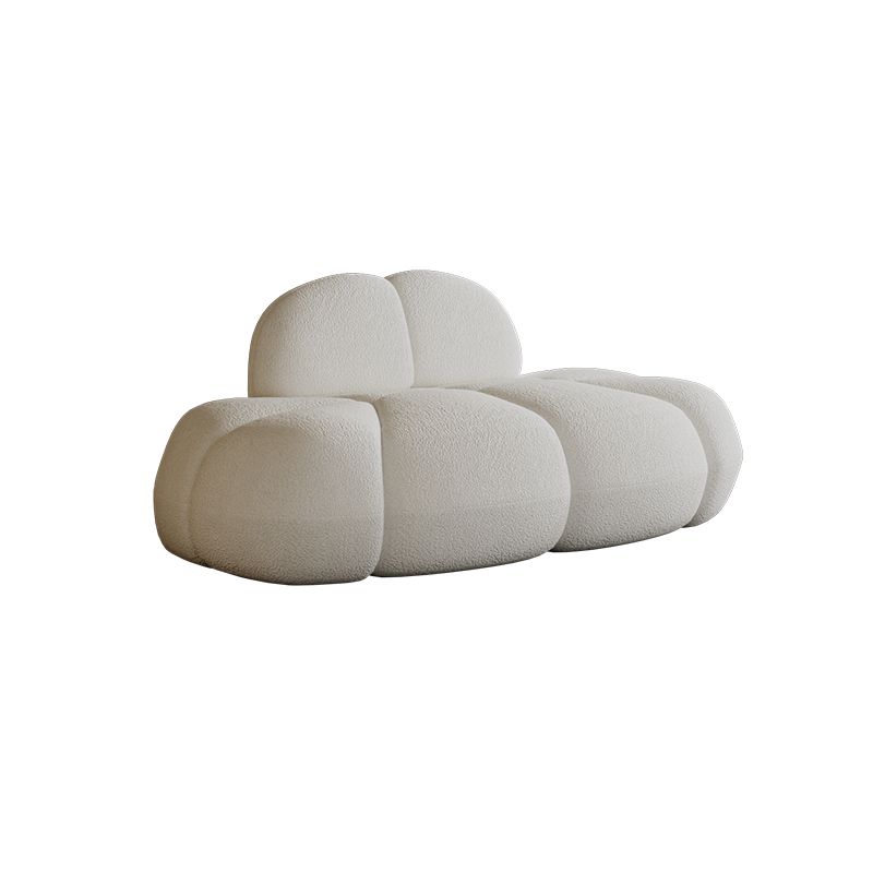 29.5" H Contemporary White Wool Sewn Pillow Back Armless Sofa for Apartment