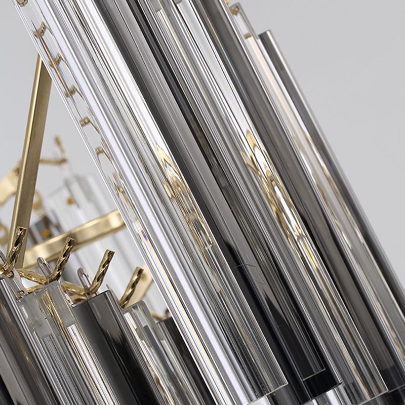 Postmodern Spiral Chandelier Lighting Smoke Gray Tri-Side Crystal Rod 5/10 Heads Living Room Hanging Lamp