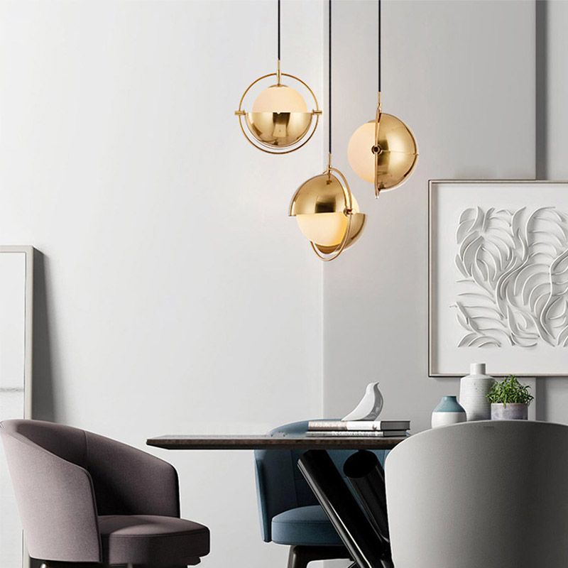 Modern Creative Globe Pendant Light Metal Single Hanging Lamp with Glass Shade