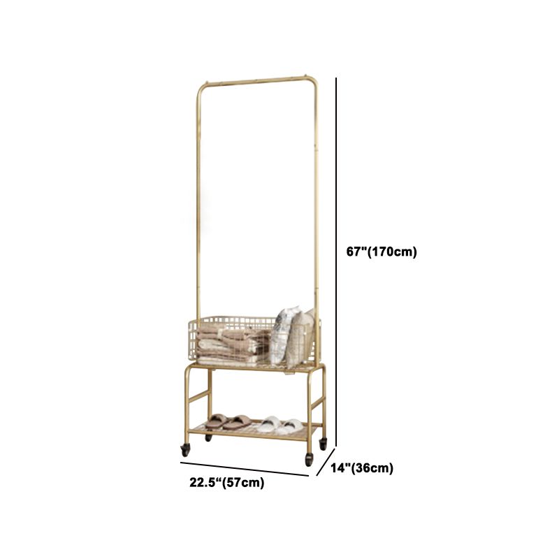 Contemporary Style Wardrobe Metal Open Wardrobe with Wheels for Home