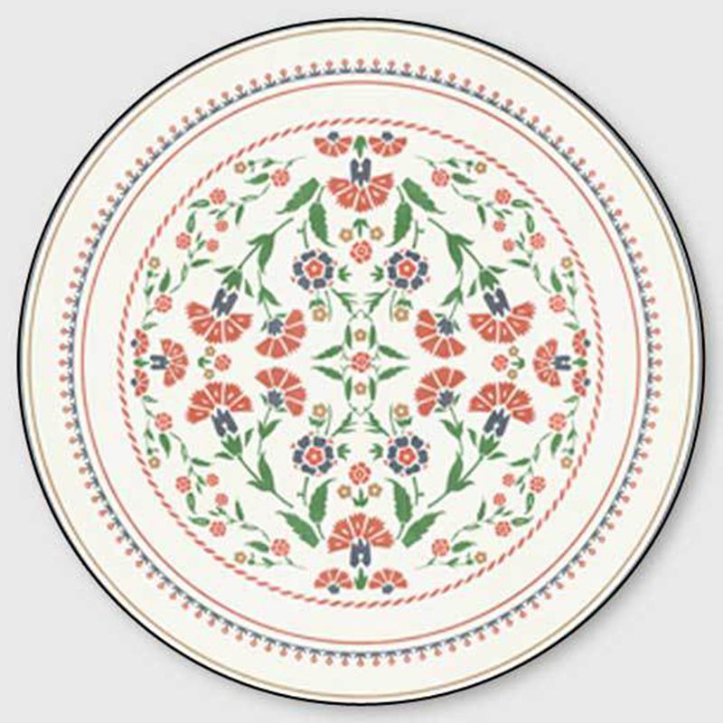 Fresh Flower Print Rug Simplicity Round Area Rug Polyester Anti-Slip Backing Carpet for Home Decor