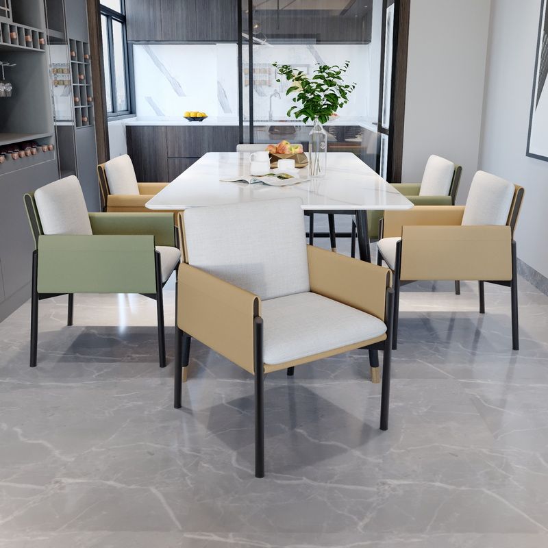 Industrial Kitchen Side Chair Parsons Back Black Legs  Dining Arm Chair