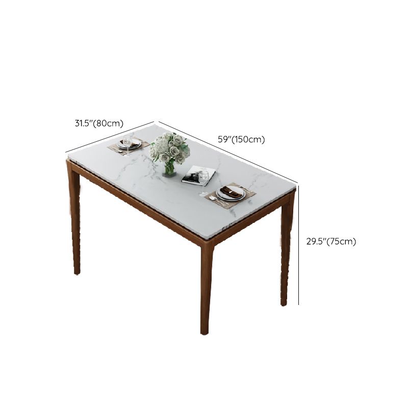 Mid-Century Rectangle Dining Table Stone Top Dining Table for Dining Room