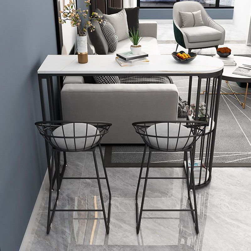 Glam Style Storage Bar Table Gold Frame 42 Inch Height Table for Restaurant