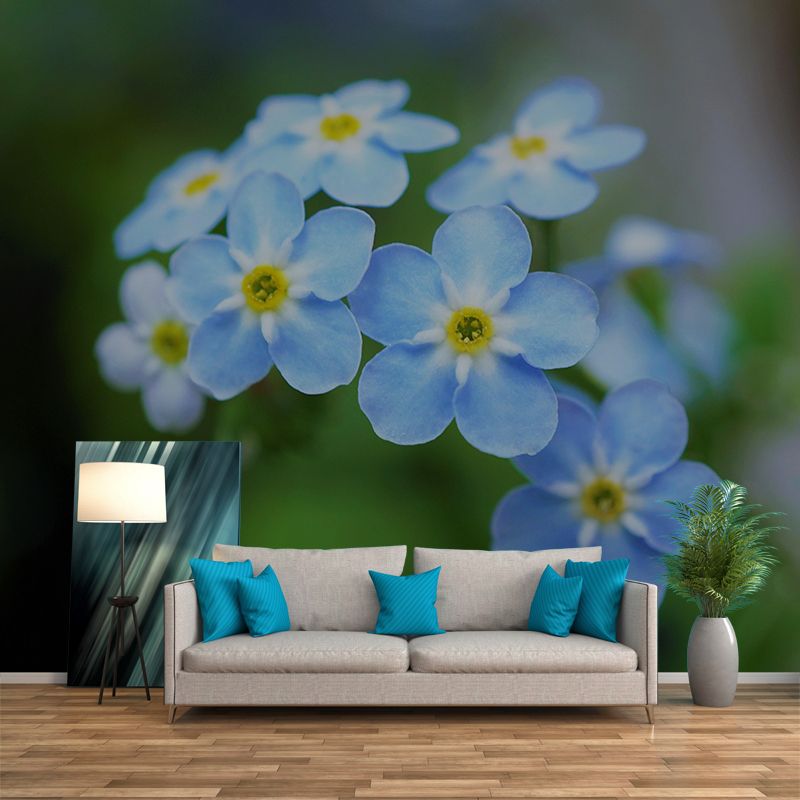 Customized Forget-Me-Not Mural Wall Covering Eco-friendly Wallpaper for Bedroom