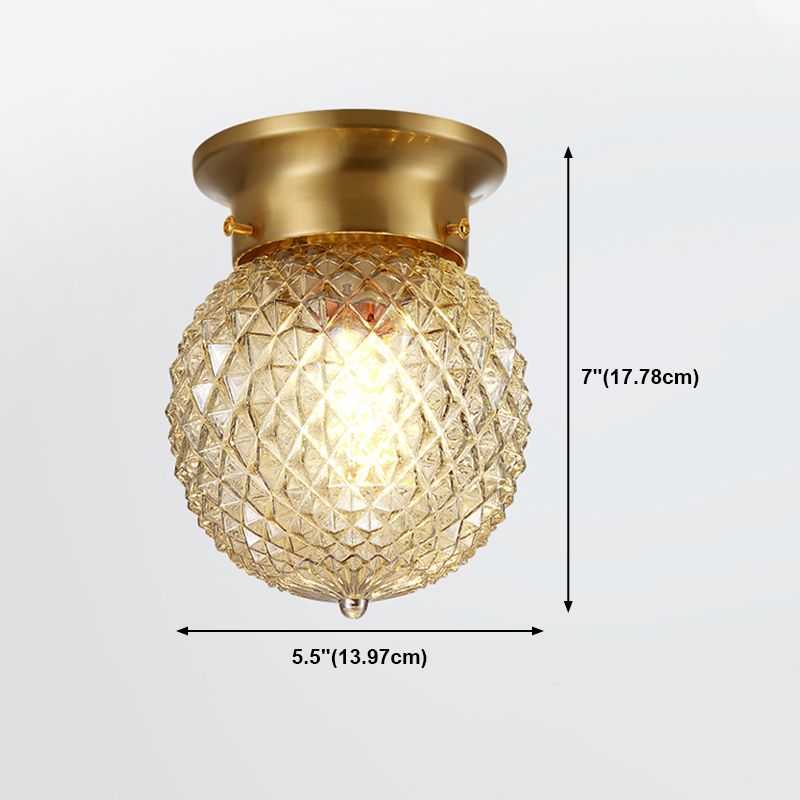 Glass Ceiling Light Fixture Simplistic Gold Round Aisle Ceiling Fixture