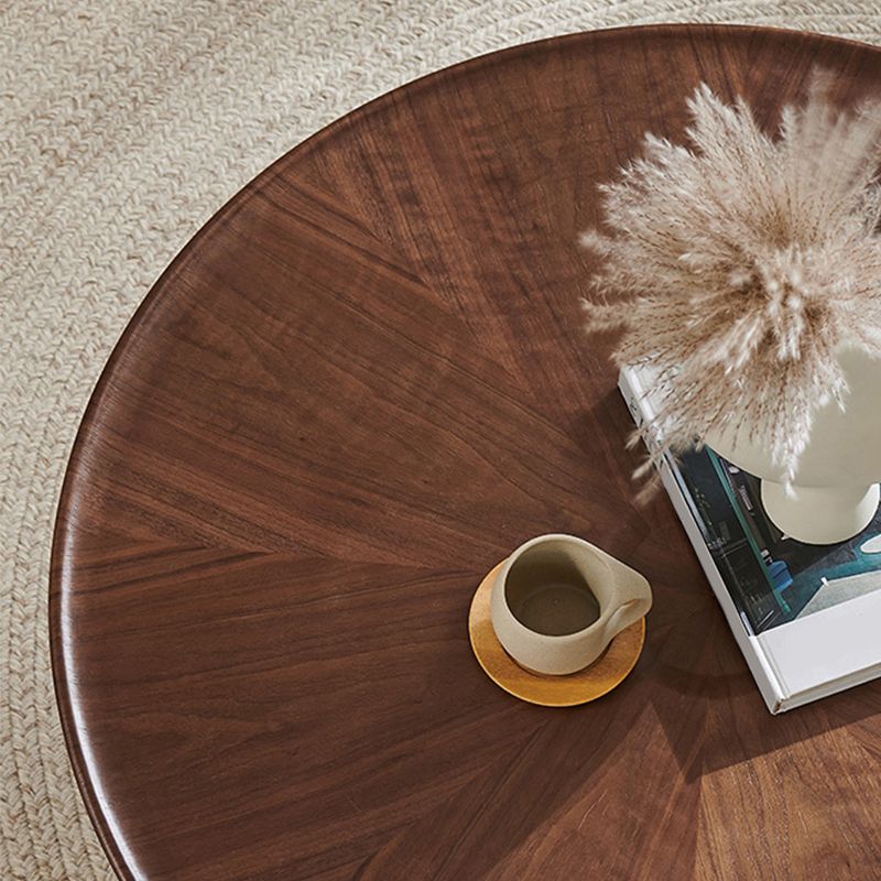 Modern Round Wood Single Coffee Table Pedestal Bunching Tables