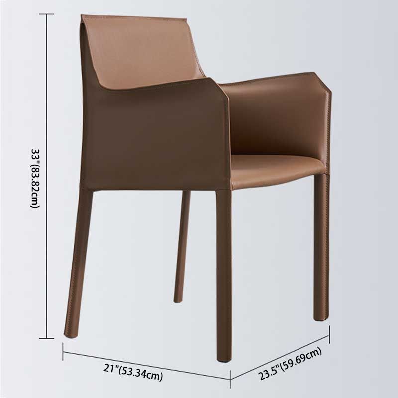 Contemporary Dining Chair 24'' Wide Arm Chair with Solid Back and 4 Metal Legs for Home Use