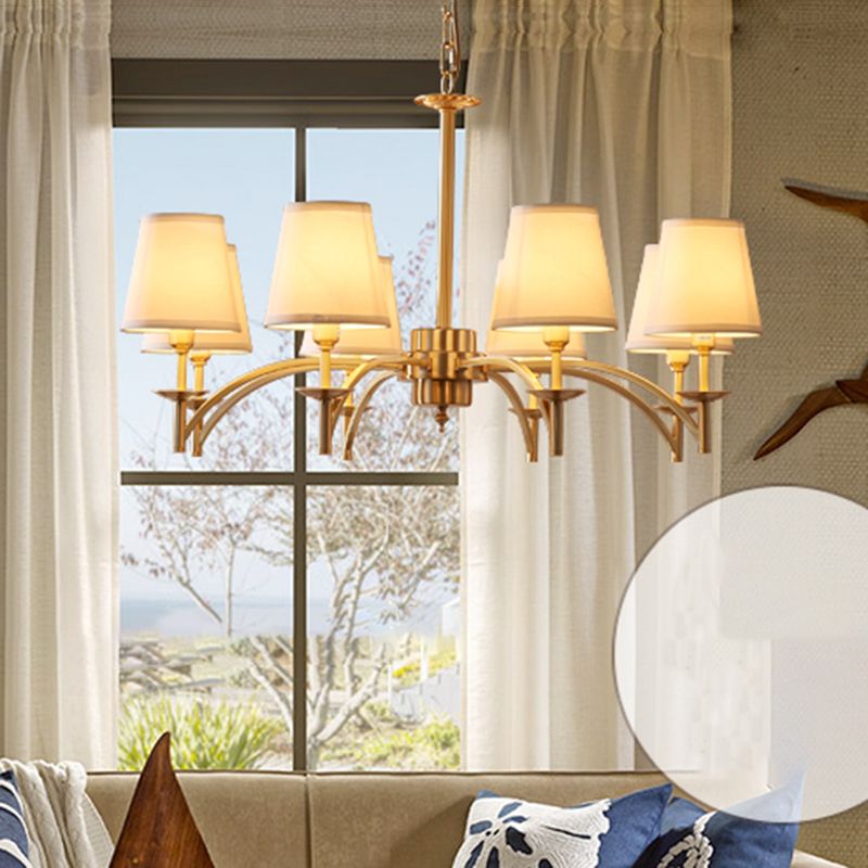 Multi-Head Chandelier Lighting Fixtures Traditional Barrel Suspension Lamp with White Fabric Shade