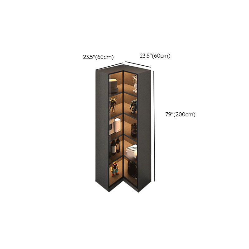 Corner Glass Paned Wood No Distressing Contemporary Accent Cabinet
