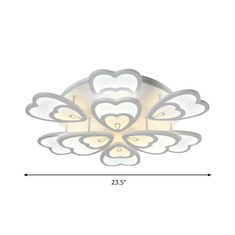 Luz de techo del corazón acrílico contemporáneo 6/9/12 luces de comedor de luces de montaje de montaje en luz cálida/blanca/natural