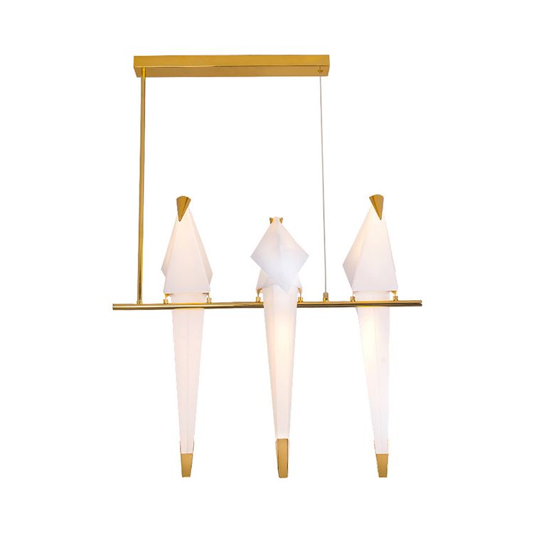 Bird Shaped Plastic Island Pendant Light Modern Style 3/4/5 Lights Golden Hanging Light Fixture for Bedroom