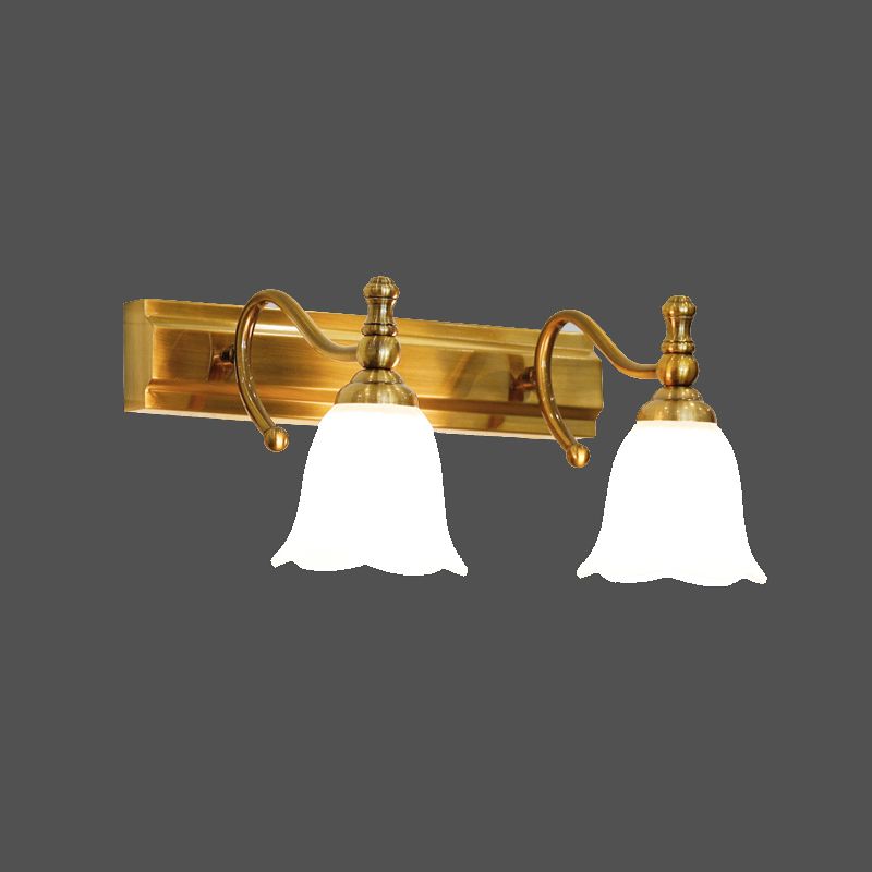 Illuminazione a parete svasata oro tradizionale lampada a parete da bagno in vetro