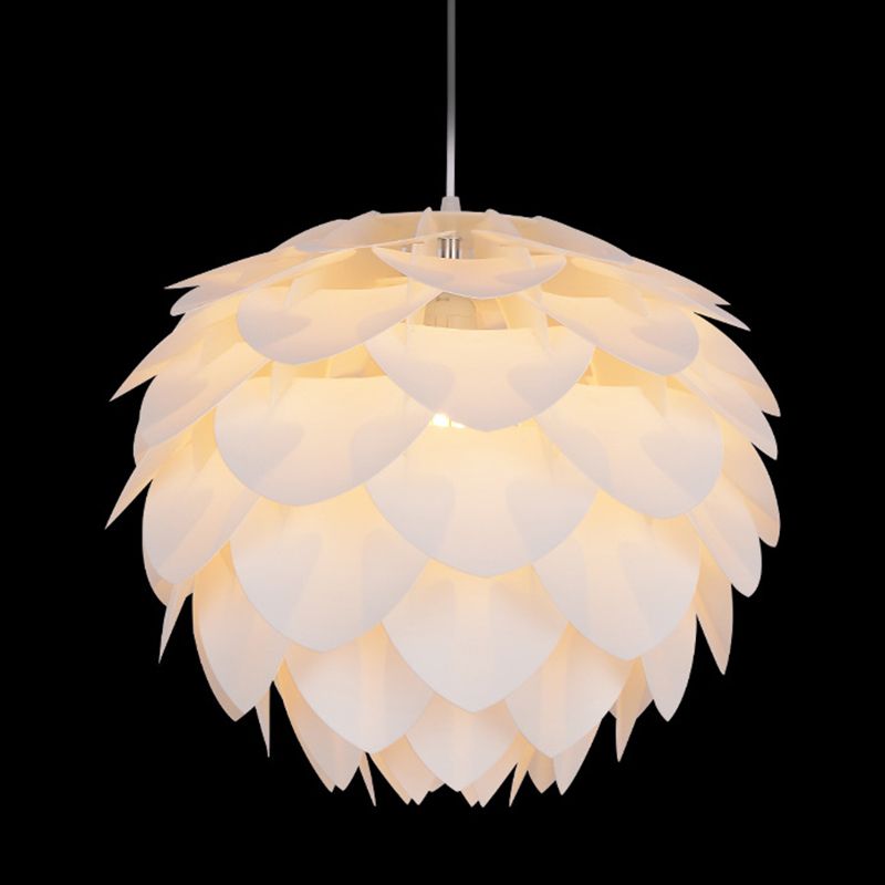 Pinecone Acrylic Pendant Lighting Simplicity Style White Hanging Ceiling Light for Living Room