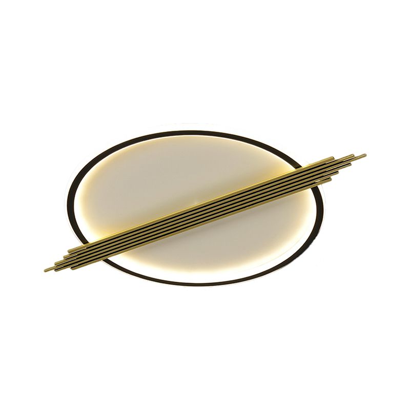 Modern LED Flushmount Lighting Gold-Black Circle Ceiling Mounted Fixture with Acrylic Shade in Warm/White Light, 24.5"/28.5" W